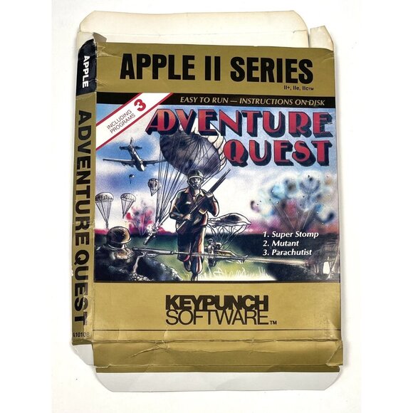 VTG 1987 Apple II Series ADVENTURE QUEST Flattened Game BOX ONLY Keypunch - Picture 1 of 2